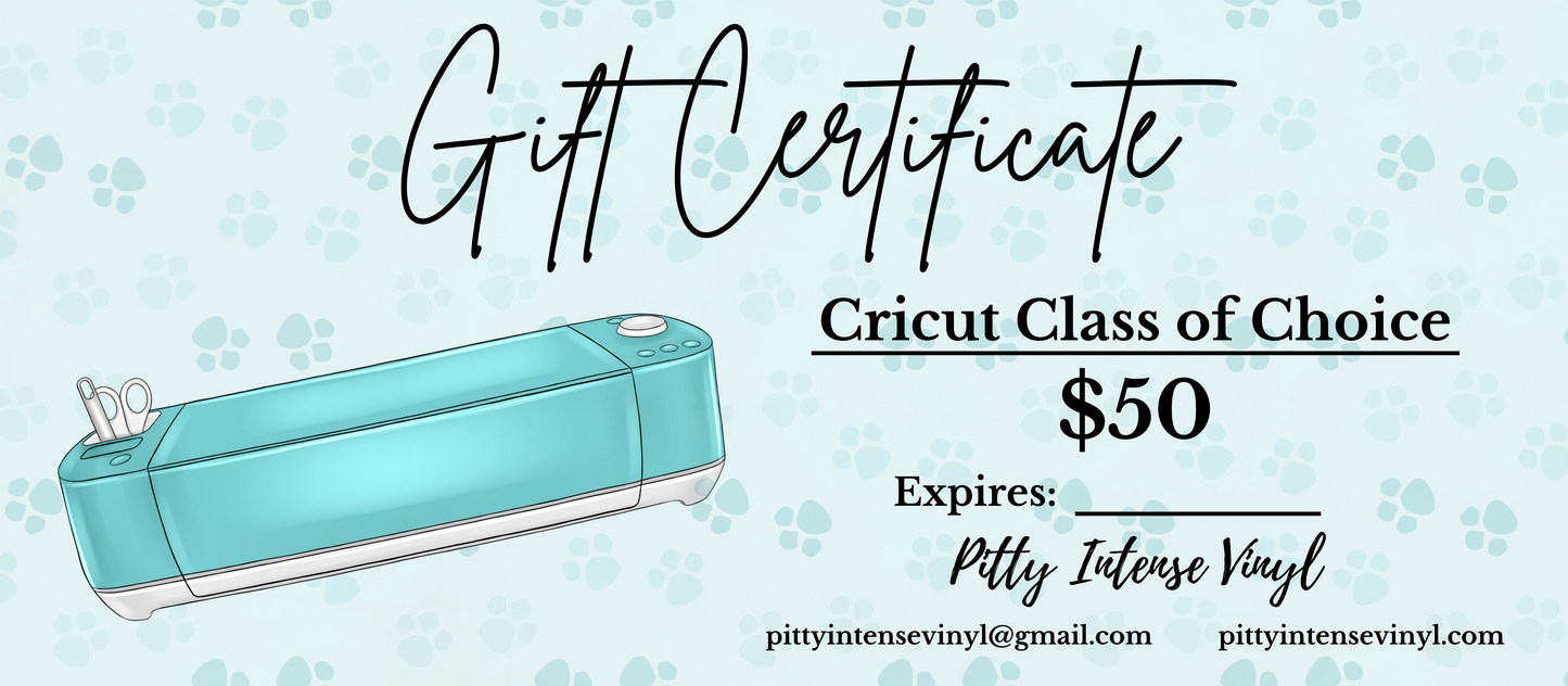 Cricut Class Gift Certificate